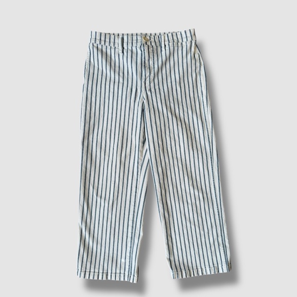 J. Crew Slim Wide-Leg Navy/Ivory Striped Jeans Size 28 - Picture 4 of 16